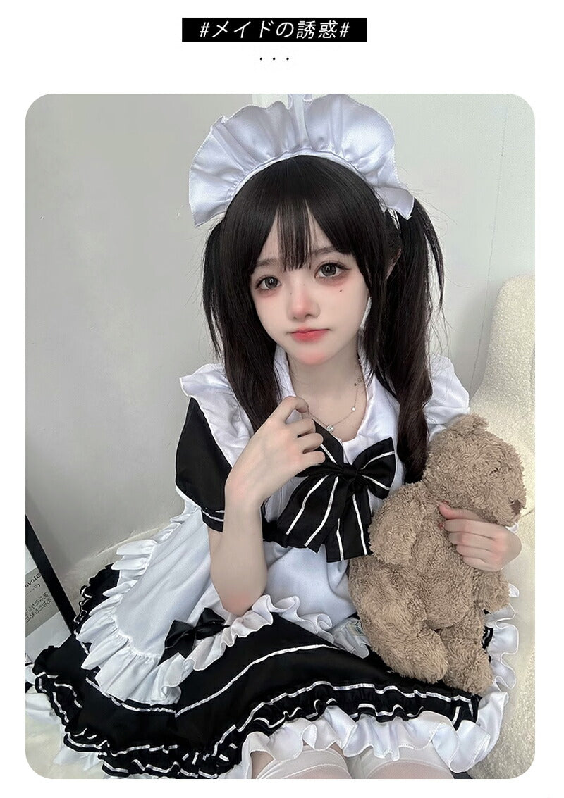 メイド服 ハロウィン コスプレ メイド 可愛い 女の子 セクシー カップル ロリータ 定番 衣装 レディース エプロン ドレス アリス風仮装 男ウケ 大きいサイmaid-005
