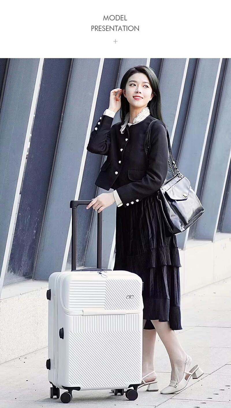 スーツケース フロントオープン 機内持ち込み Sサイズ USBポート付き キャリーケース ファスナータイプ Mサイズ 前ポケット 軽量 トップオープン 前開き  ss57