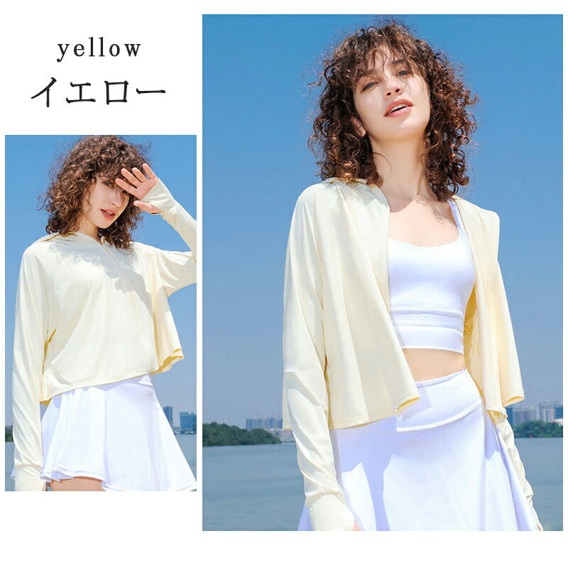 UPF50+ uv パーカー 指穴 uvカット 接触冷感 ひんやり UV ジップアップパーカー サマーカーディガン レディース メンズ 日焼け止め 冷房対策 紫 uvpaka-009