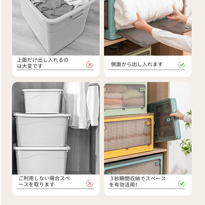 収納ボックス 折りたたみ 6サイズ 5面開き 大容量 収納ボックス 扉付き プラスチック キャスター付き 健康材質 収納ボックス ほぼ完成品 収納ケース 収納箱 storage-006-1