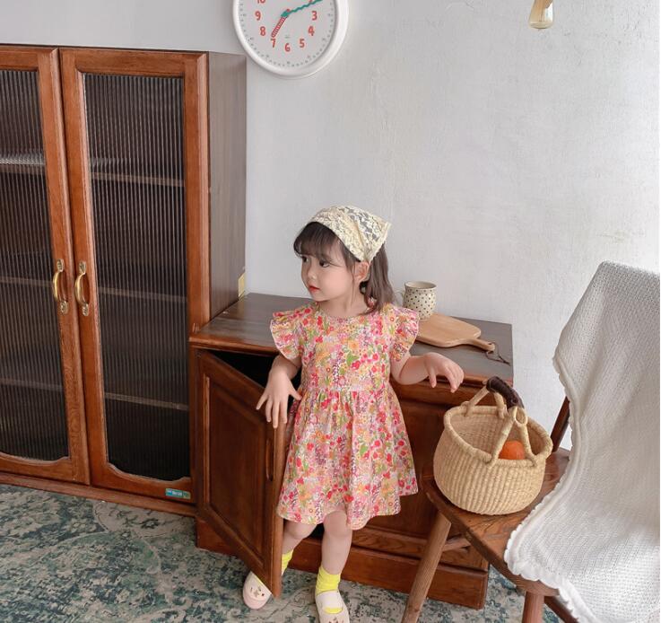 子供服 キッズ ワンピース 女の子 全4色 パープル グリーン 全6サイズ 80 90 100 110 120 130 春夏 キレイメ 新作 フラワー 小花柄 child-skirt-0001