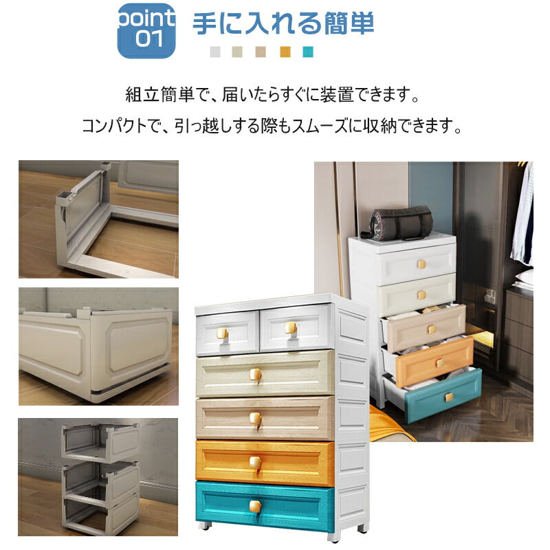 チェスト おしゃれ 収納 ボックス 衣類 衣装 ランドリー ケース タンス プラスチック 組み立て式 シェルフ コレクションシェルフ 収納 コンパクト 棚 フィ storage-053