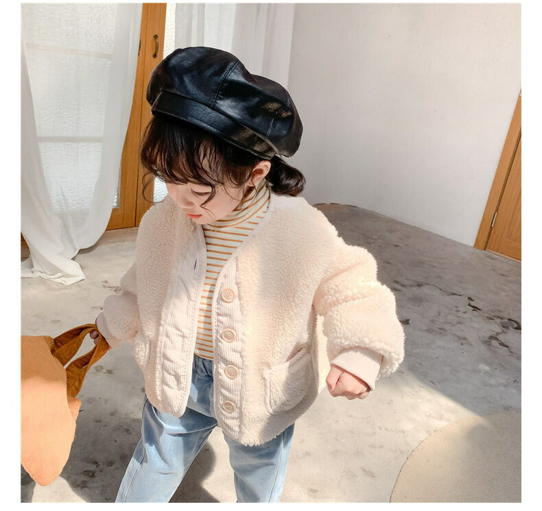 【新品限定クーポン利用で2790円～★特典あり】ボアジャケット 洗える ボタン開き  男女兼用 子供服 キッズ ベビー アウター 男の子 女の子 キッズ  フリetjrwt-002