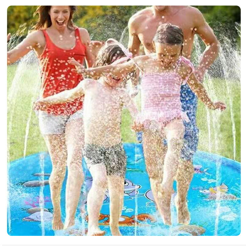 噴水 プール 噴水マット 夏休み 水遊び 家庭用 キッズ 子ども 犬 暑さ対策 コンパクト 自宅 庭 2歳 スプラッシュプール プレイマット シャワー ビニール pool-003