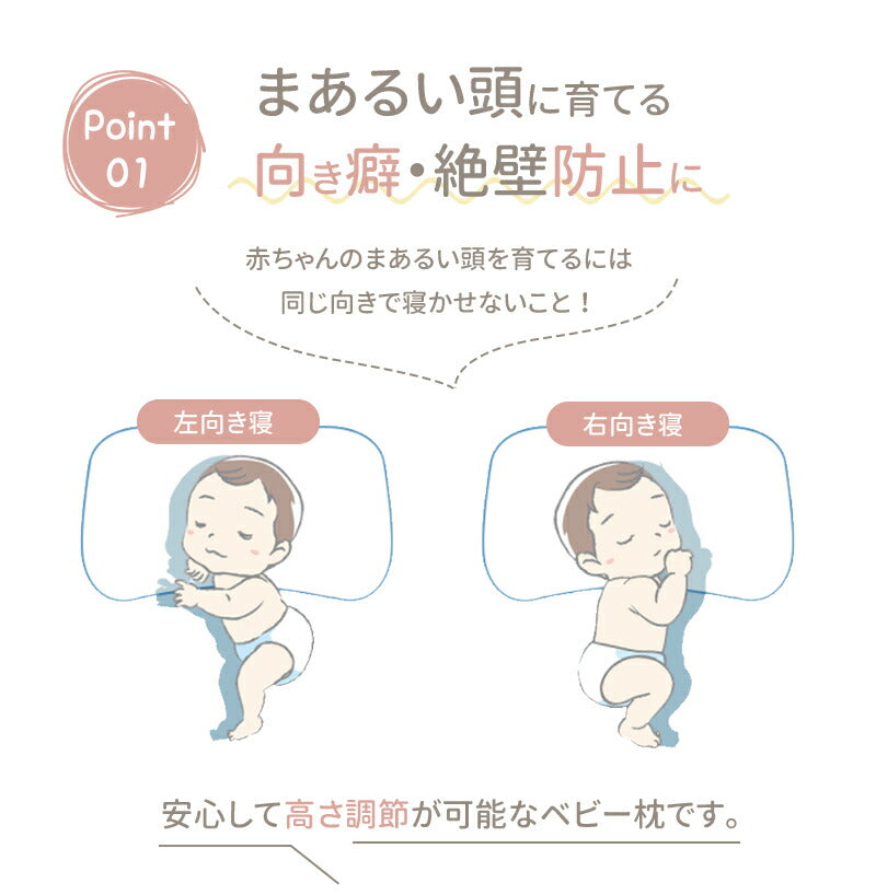 ベビー枕 赤ちゃん 枕 まくら 絶壁防止 ベビー用品 三面調節 通気性抜群 丸洗い 吐き戻し防止 新生児 向き癖防止 洗える 高さ調節 子供 ベビーピロー 向きmakura-006