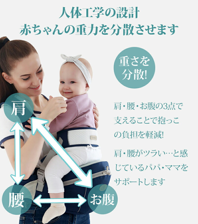 【保育士が推薦！】ヒップシート 抱っこ紐 安全ベルト付き改良型 コンパクト 新生児 赤ちゃん 出産祝い 抱っこ おすすめ 人気 20kg アドバンスbbbd080702