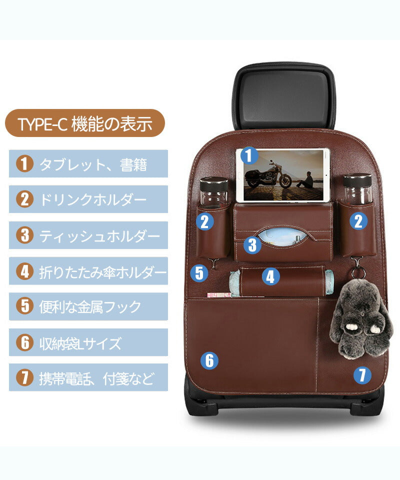 シートバックポケットカー用品  後部座席用 テーブル 大容量 防水 マルチテーブル 車内 スペース 収納ポケット テーブル タブレットホルダー 多機能 ポケットcarstorage-001