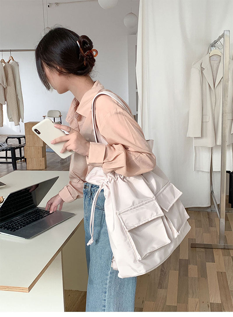 リュック トートバッグ 2way 撥水 トート 通勤 通学 巾着 巾着バッグ レディース 男女兼用 メンズ お洒落 ポケット 大容量 うちわ シンプル おしゃれbag-005