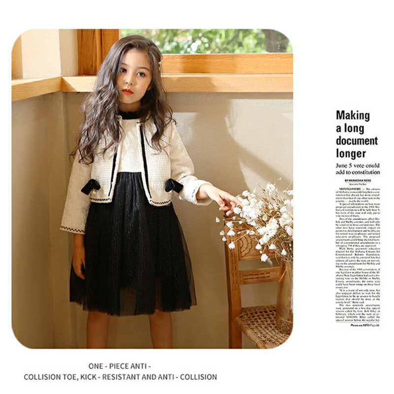 入学式 スーツ 女の子 2点セット 卒業式 子供 ドレス 入園式 子どもドレス 卒園式 ワンピース 七五三 演奏会 黒 上品 可愛い ボレロ ノースリブ プリン copysku-67