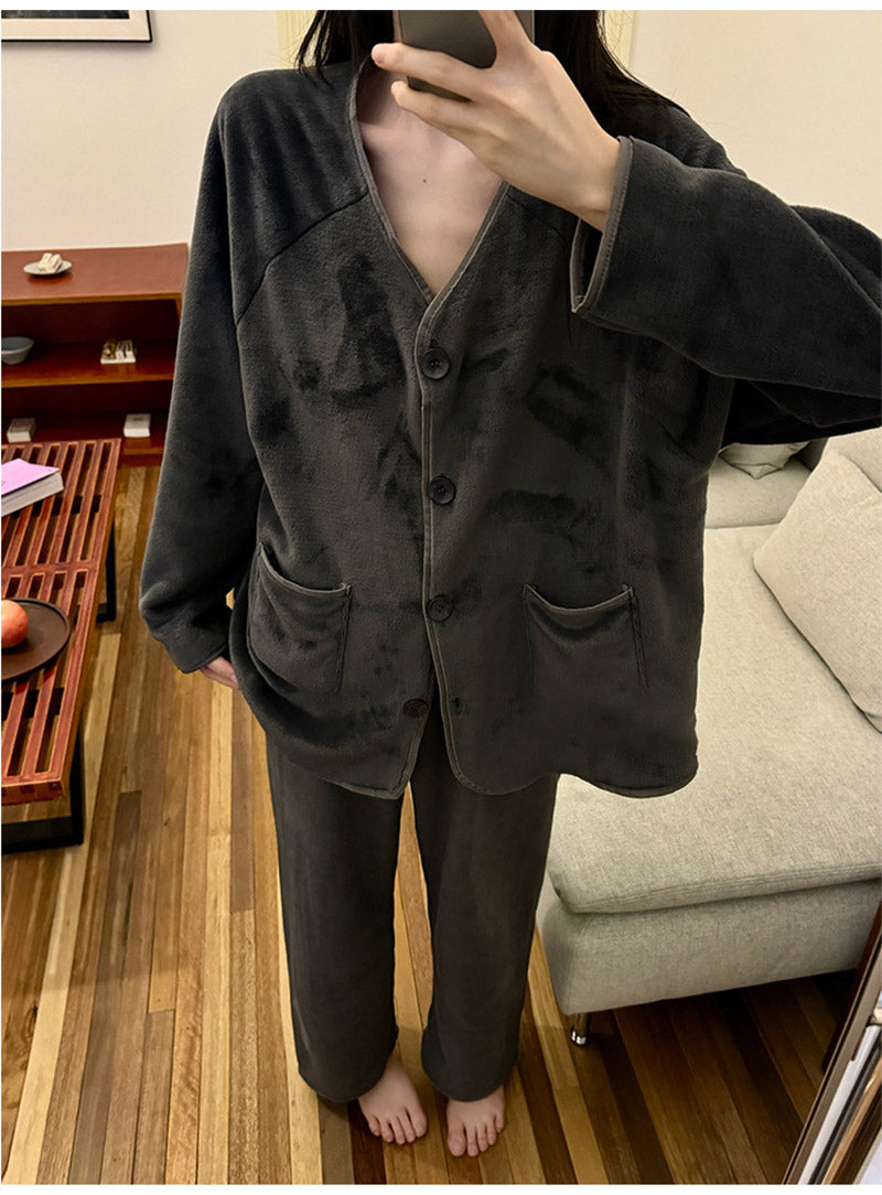 パジャマ レディース  メンズサイズ 大きいサイズ ルームウェア 上下セット 冬 着る毛布 もこもこ【ふわもこパジャマ ストレート 裾絞り】セット ハイネック item-241230