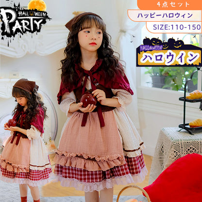 ハロウィン コスプレ 魔女　ゴスロリ ハロウィン 仮装 小悪魔 コスチューム キッズ ゾンビ デビル ガール 魔法使い 魔法子ども ハロウィン衣装 ブラック コetwsj0015