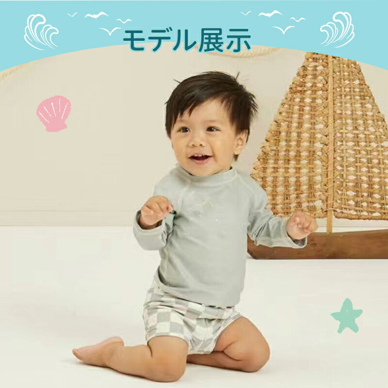 水着 ベビー キッズ 上下セット ラッシュガード 長袖 3点セット スイムウェア スイムパンツ 男の子 女の子 UV セパレート 子供 スイミング 海 プール swimsuit-063