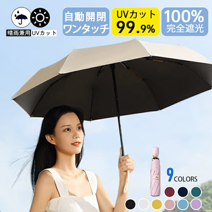 折りたたみ傘 日傘 uvカット 完全遮光 ギフト 自動開閉 遮光率100% レディース 折り畳み傘 軽量 晴雨傘 8本骨 ワンタッチ シンプル 折れにくい 晴雨kasa-1011