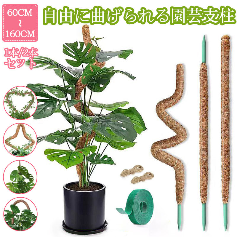 観葉植物 支柱 園芸支柱 曲げられる ココスティック モンステラ支柱 モンステラ 園芸用 植物 ココナッツ支柱 つる性植物 植物サポート ヘゴ支柱 ココナッツ  mount-005