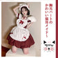 一部即納 メイド服 コスプレ 猫 ネコ耳  かわいい フリル セクシー 赤 ブラック ゆめかわ 大人 レディース バレンタイン エプロン カチューシャ 半袖 ス maid-002