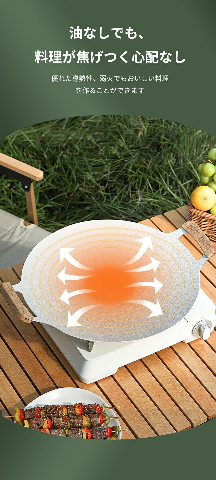 マルチグリドル 専用ケース セット 取っ手 グリドルパン 鉄板 ディープ アウトドア 鉄板 プレート IH サビにくい BBQ 炭火 直火 丸型 鉄板フライパン guridoru-01