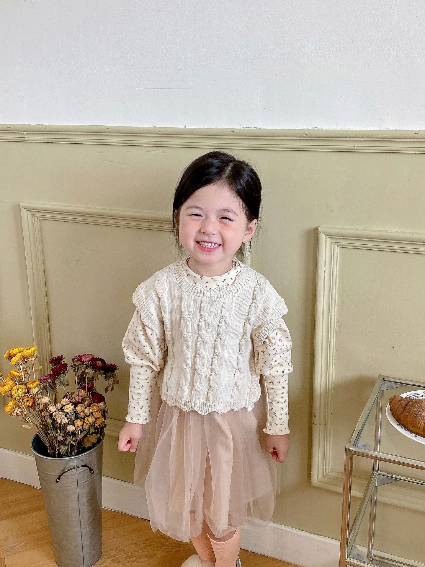 ニットベストキッズ ベビー  おしゃれ アウトウェア ベスト ノースリーブ 女の子 無地 袖なし 子ども チョッキ 春 秋 冬 韓国 かわいい  子供服  80 copysku-197