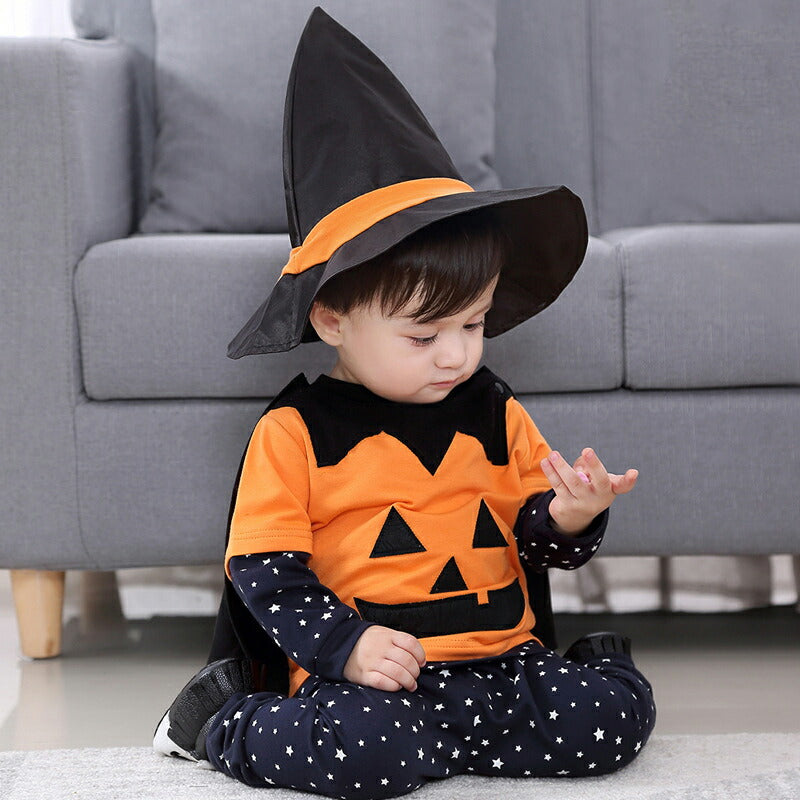 カボチャ 魔法師 子供 ハロウィン衣装 カボチャ コスプレ ハロウィン 衣装 子供 魔法師 コスチューム 子供用 パーカー ベビー キッズ　ハロウィン 仮装 コ 1-wsjfz