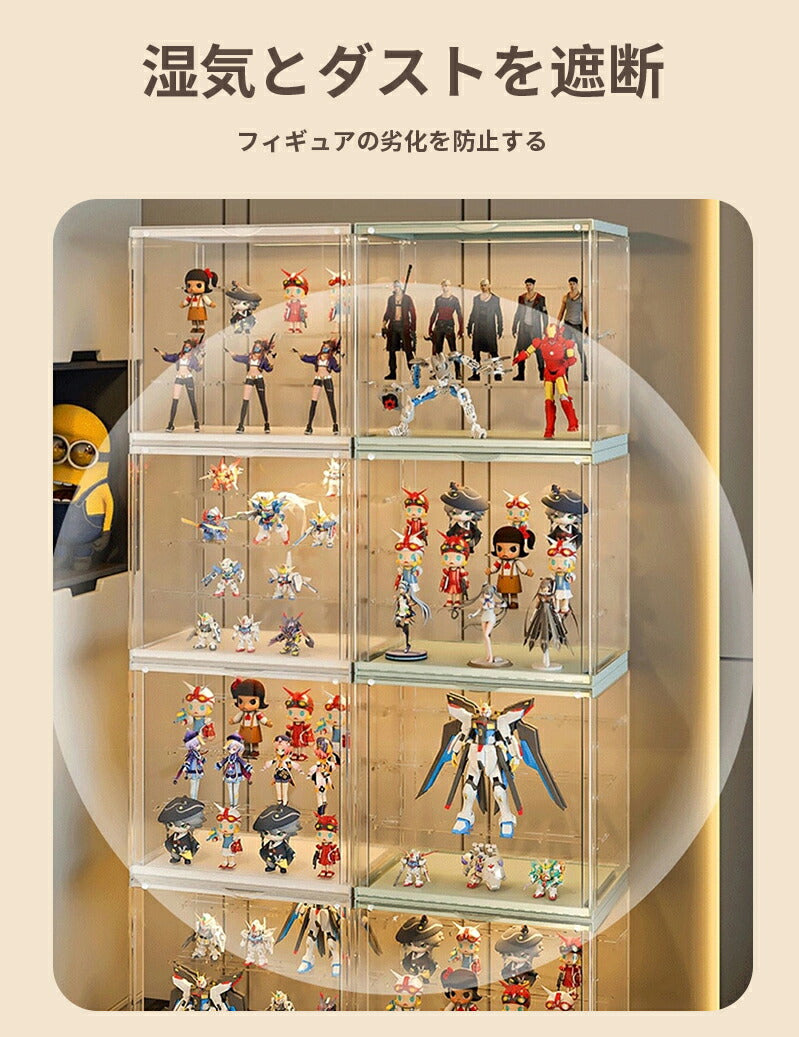 【楽天1位&安心3ヶ月保証】フィギュアケース 収納 高品質 背面ミラー コレクションケース コレクションボックス クリアケース 透明展示ケース 積み重ね可能 扉storage-3002-1
