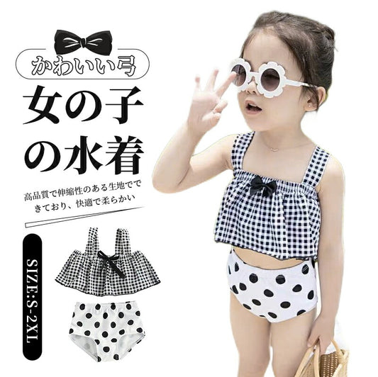 水着 キッズ 女の子 チェック柄 子供用 セパレート 3点セット 帽子付け フィットネス ベビー水着 女子 女児 ガールズ みずぎ スイムウェア UV対策 日焼swimsuit-056