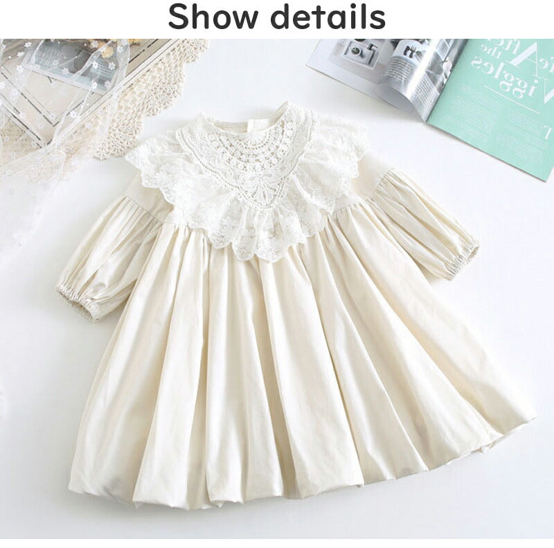 子供ワンピース  付け襟 ベビー ワンピース 可愛い レースワンピース ふんわり セレモニードレス お姫様風 子供ドレス キッズワンピース copysku-43
