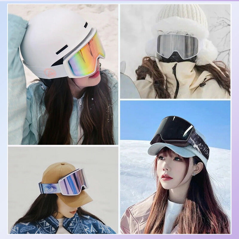 【マグネット着脱】スキー ゴーグル メンズ レディース マグネット メガネ 眼鏡対応 曇り止加工 紫外線カット スノーボードゴーグル  フレームレスモデル 曇り goguru-001