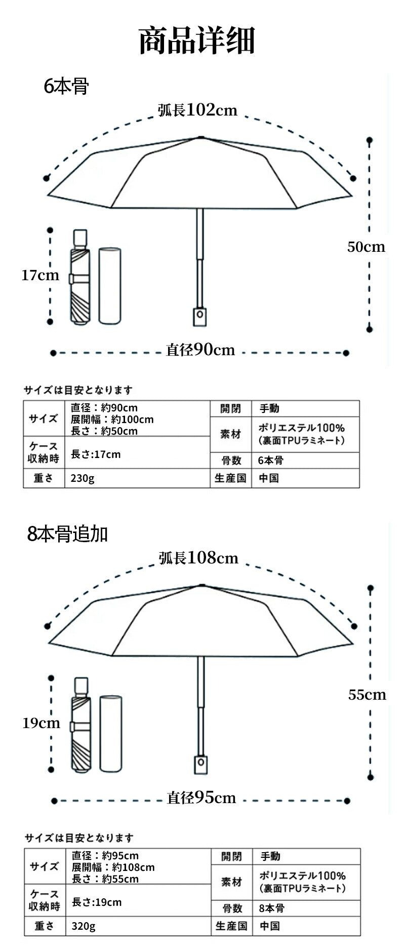 日傘 折りたたみ レディース 折りたたみ傘 完全遮光 傘 UVカット 軽量 6本骨 8本骨 晴雨兼用 雨傘 金色ハート柄付き UPF50+ 携帯便利 コンパクトkasa-3007