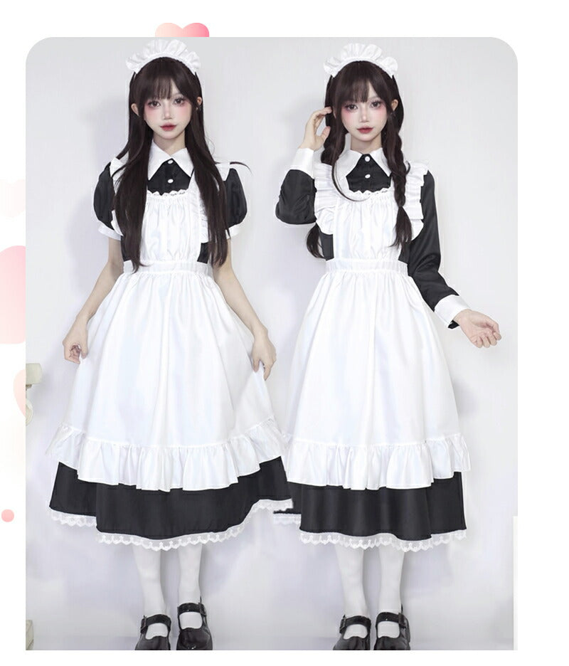 メイド服 ハロウィン コスプレ 半袖 長袖 メイド 可愛い 女の子 セクシー カップル ロリータ 定番 衣装 レディース エプロン ドレス アリス風仮装 男ウケmaid-007