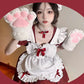 一部即納 メイド服 コスプレ 猫 ネコ耳  かわいい フリル セクシー 赤 ブラック ゆめかわ 大人 レディース バレンタイン エプロン カチューシャ 半袖 ス maid-002