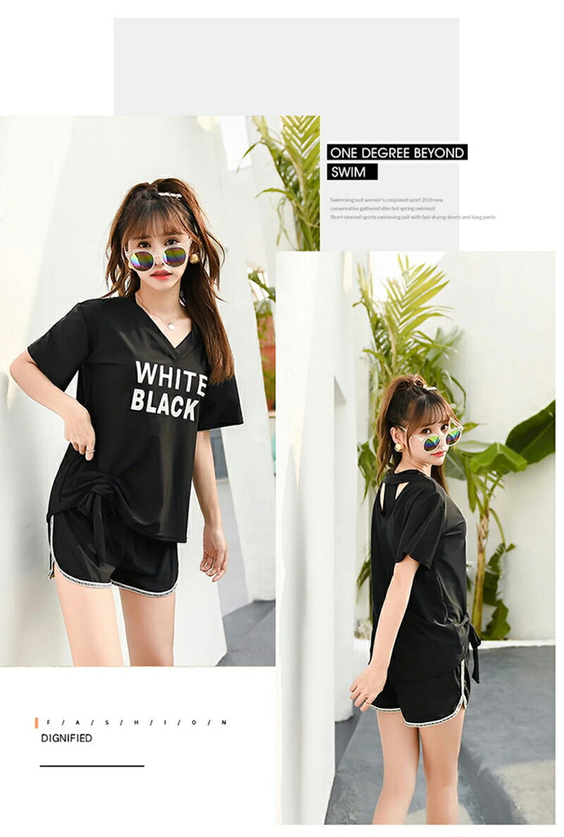 体型カバー 水着 レディース かわいい セパレート 水着 韓国 中学生 高校生 おしゃれ 体型カバー 水着 3点セット 20代 女の子 小胸 二の腕カバー 露出 wswimsuit-007