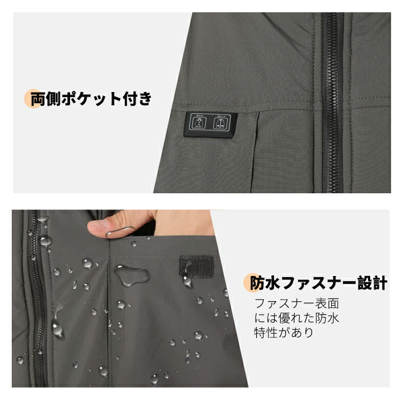 【送料無料~】電熱ベスト  防寒着 速暖 日本製ヒーター 中綿 USB給電 洗える 三段階調温 軽量 冷え性 メンズ レーディス PSE認証済 11エリア発熱  copysku-117