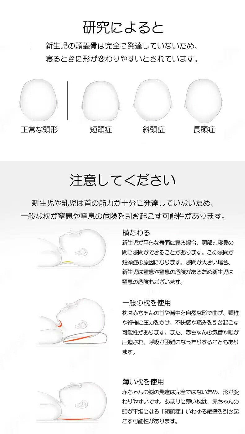 ベビーまくら ベビー 枕 まくら 新生児 赤ちゃん 枕 絶壁防止 向き癖防止枕 枕矯正 枕スリーパー 洗える 斜頭 変形 猫背 寝 makura-003
