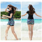 フィットネス水着 レディース 体型カバー セパレート ママ水着 大きいサイズ おしゃれ かわいい 女性用 ショートパンツ 水泳帽 ラッシュガード 3点 上下セッ copysku-21