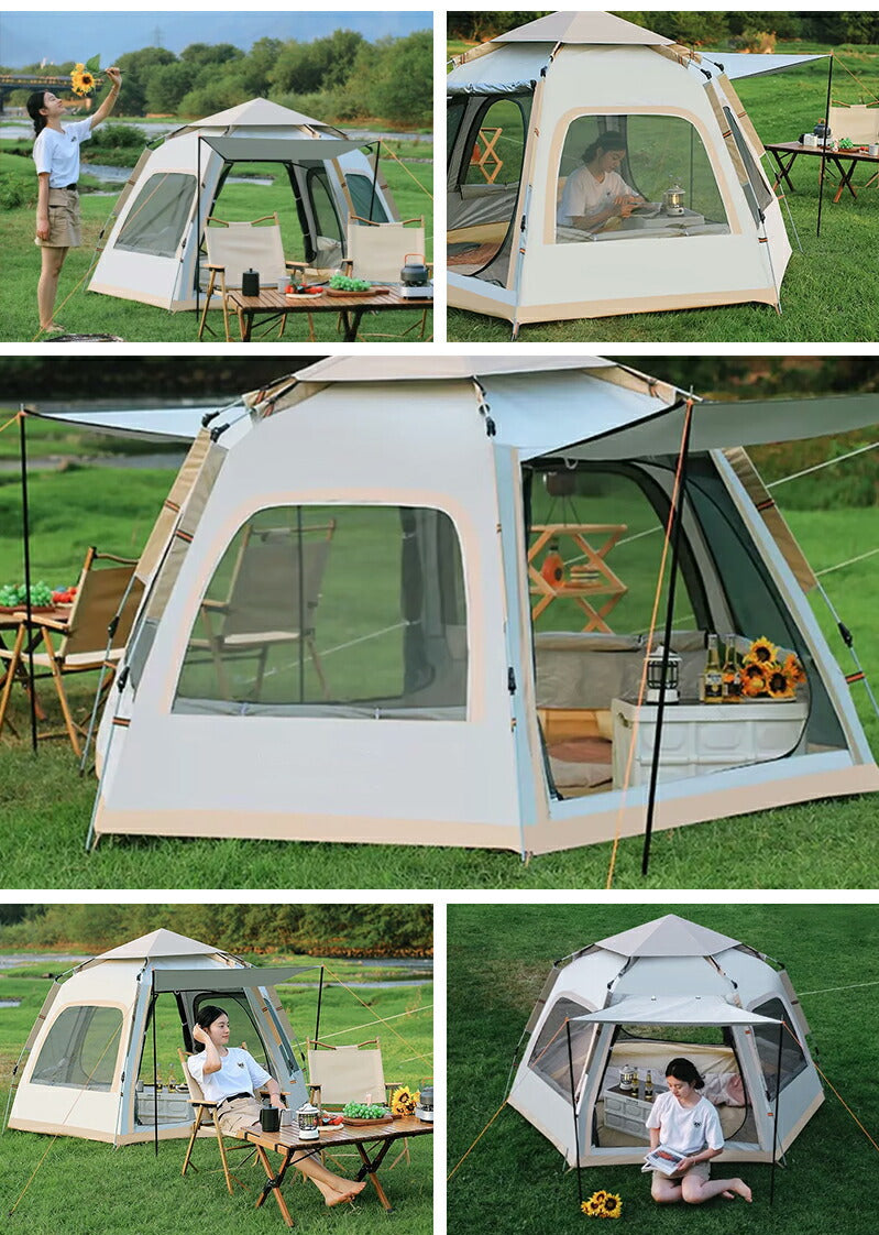 ワンタッチテント 2way 3～4人用 240*210cm ワンタッチ テント uvカット 防水 ドーム型 ドーム テント ソロ ワンタッチ ドームテント 小型tento-005