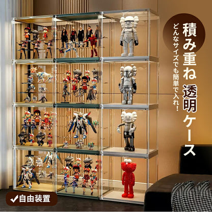 フィギュアケース 収納 高品質 コレクションケース コレクション ボックス クリアケース 透明展示ケース 積み重ね可能 扉付き 組み立て式 透明 アクリル  コitem-24012