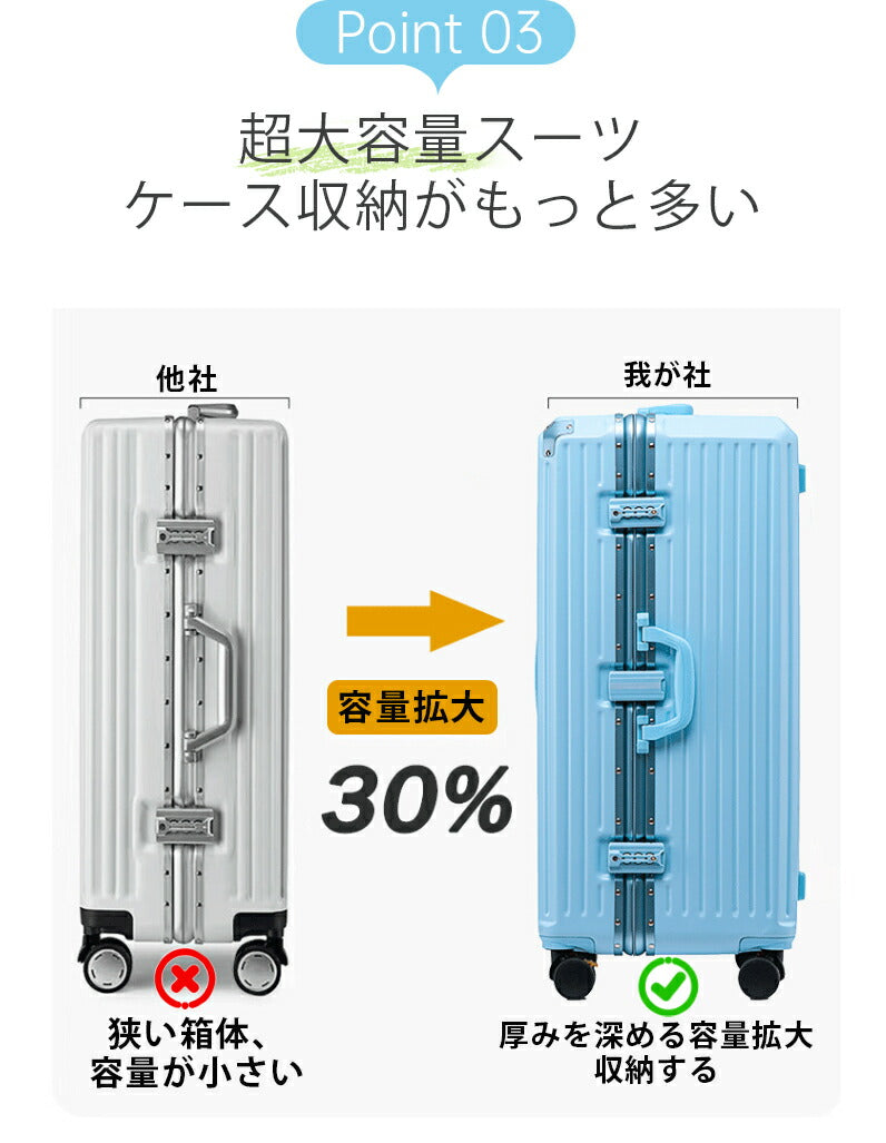スーツケース キャリーケース 大容量 キャリーバッグ アルミフレーム 多機能 ドリンクホルダー USBポート TSAロック モノ掛けフック 抗菌素材 静音キャスsuitcase-4105