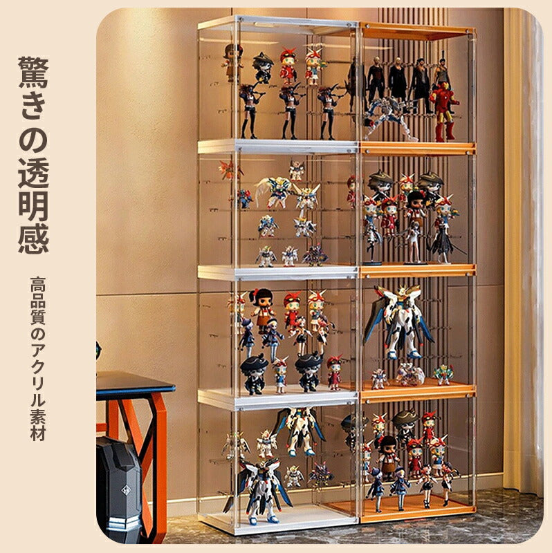 【&安心3ヶ月保証】フィギュアケース 収納 高品質 背面ミラー コレクションケース コレクションボックス クリアケース 透明展示ケース 積み重ね可能 扉 storage-001