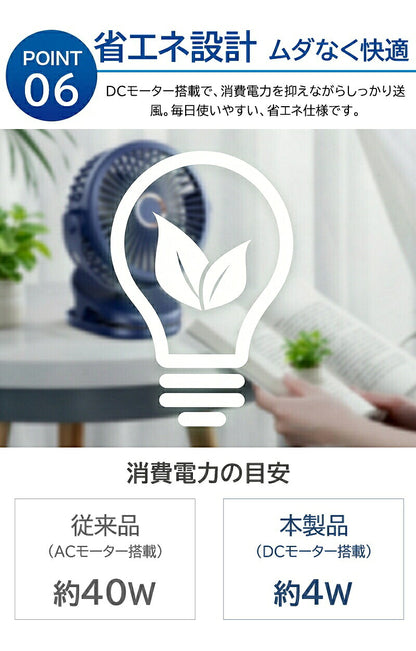 卓上扇風機 クリップファン 扇風機 ファン サーキュレーター 3WAY 充電式 10000mAh DCモーター 4段階風量 360度回転 卓上 クリップ 壁掛け ベビーカー USB ミニ扇風機 デスクファン デスクトップファン USBファン 卓上ファン 携帯 小型 静音 コードレス パワフル リズム風