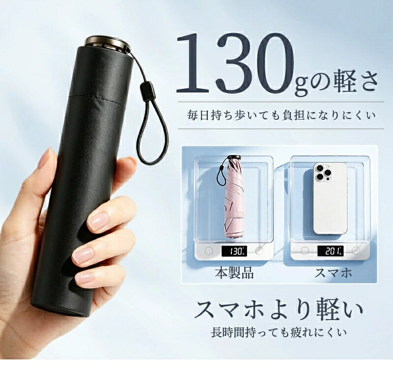 日傘 折りたたみ 完全遮光 晴雨兼用 折りたたみ傘 ペンシル傘 スリム コンパクト 超軽量 130g 軽量 遮光率100% UVカット100% 遮熱 涼しい 丈夫 風に強い 耐風 撥水 ホワイト レディース メンズ ユニセックス 子供 ランドセル対応 熱中症対策 ギフト 母の日