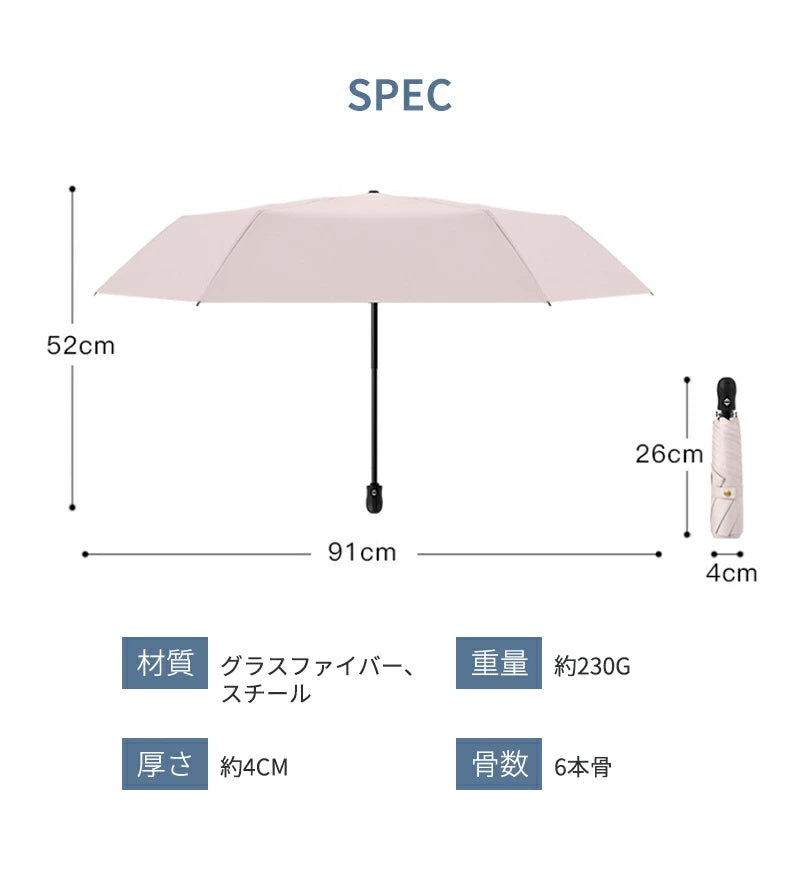 日傘 折りたたみ傘 折り畳み傘 折畳傘 雨傘 晴雨兼用 完全遮光 UVカット99％ UPF50+ 紫外線対策 遮熱 涼しい 自動開閉 ワンタッチ 軽量 超軽量 丈夫 6本骨 大きめ コンパクト 防水 撥水 速乾 濡れない レディース メンズ 男女兼用 かわいい 春 夏 梅雨