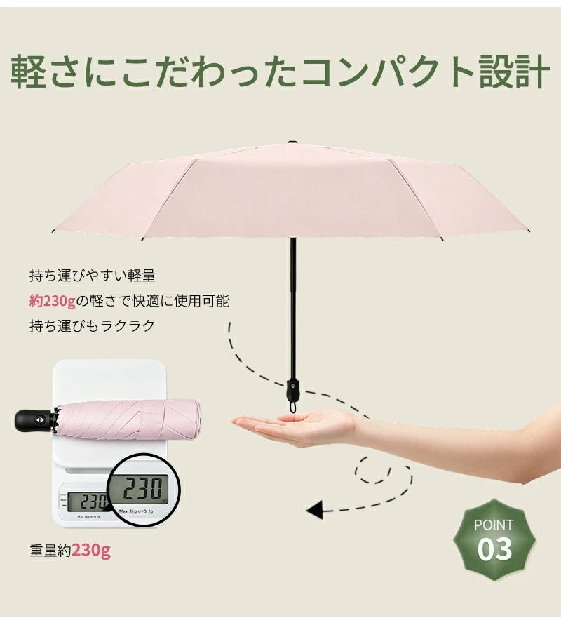 日傘 折りたたみ傘 折り畳み傘 折畳傘 雨傘 晴雨兼用 完全遮光 UVカット99％ UPF50+ 紫外線対策 遮熱 涼しい 自動開閉 ワンタッチ 軽量 超軽量 丈夫 6本骨 大きめ コンパクト 防水 撥水 速乾 濡れない レディース メンズ 男女兼用 かわいい 春 夏 梅雨