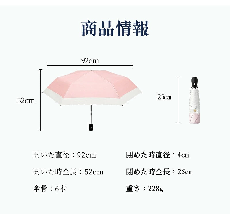 日傘 折りたたみ傘 折り畳み傘 折畳傘 雨傘 晴雨兼用 完全遮光 UVカット100％ UPF50+ 紫外線対策 遮熱 涼しい 自動開閉 ワンタッチ 軽量 超軽量 丈夫 6本骨 大きめ コンパクト 防水 撥水 速乾 濡れない レディース メンズ 男女兼用 かわいい 春 夏 梅雨