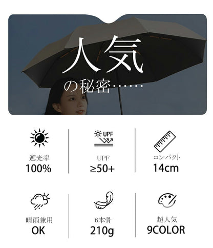 日傘 コンパクト 折りたたみ傘 折りたたみ ミニ 晴雨兼用 軽量 完全遮光 折り畳み 雨傘 兼用 おしゃれ 白 薄型 スリム UPF50+ 遮熱 超軽量 UVカット 14cm収納 6本骨 直径90cm 紫外線遮断 メンズ レディース 母の日 晴雨傘 超コンパクト