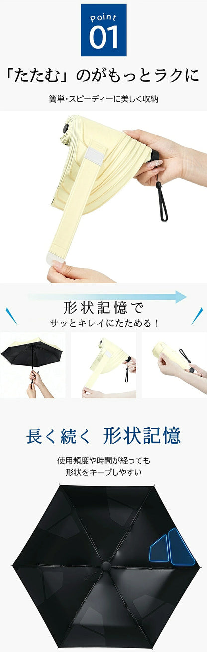日傘 形状記憶 折りたたみ ミニサイズ コンパクト 軽量 レディース 手開き メンズ 完全遮光 uvカット 女性 紫外線対策 男性 手動開閉 マニュアル開閉 高品質
