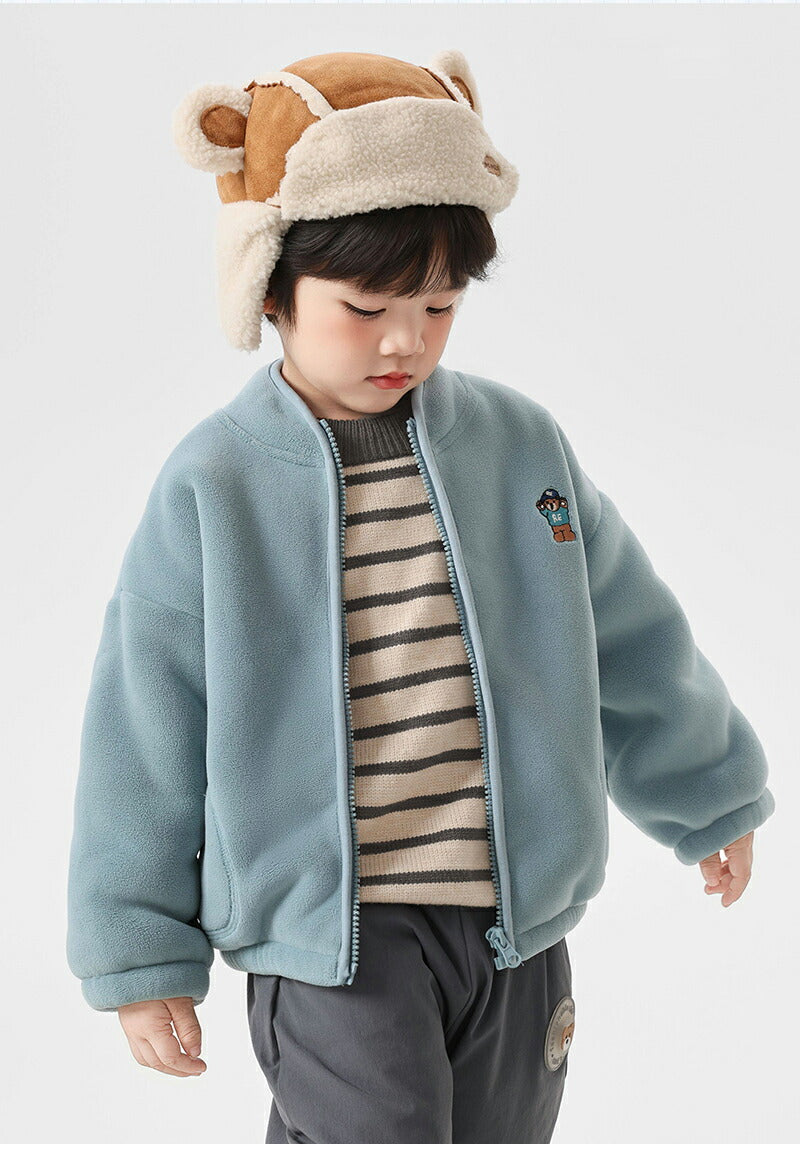 ブルゾン キッズ アウター キッズ ジャケット アウター 子供 男の子 女の子 ガールズ 女児 ジュニア フードなし スタンドカラー ファスナー もこもこ 暖かい 保温性抜群 冬 可愛い 通学 通園 おでかけ デイリー 子供服