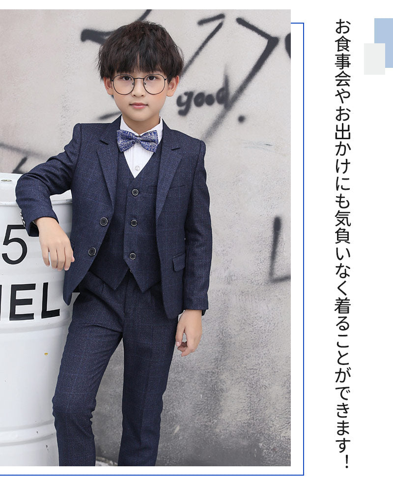 スーツ 男の子 5点セット 七五三 子供 入学式 フォーマル 子供スーツ 子供服 卒業式 送料無料 紳士服 キッズ 誕生日 入園kidssuit-002