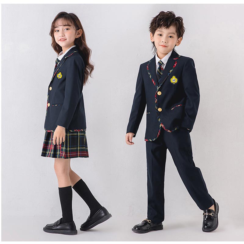 入学式 スーツ 子供 セーラー服　チェックスカート キッズ 卒業式　5点セット 女子学生制服 上下セット フォーマル スクールシkidssuit-004