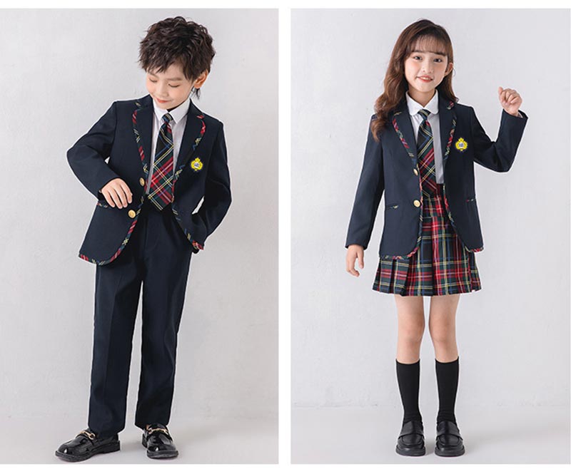 入学式 スーツ 子供 セーラー服　チェックスカート キッズ 卒業式　5点セット 女子学生制服 上下セット フォーマル スクールシkidssuit-004