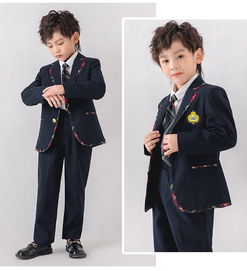 入学式 スーツ 子供 セーラー服　チェックスカート キッズ 卒業式　5点セット 女子学生制服 上下セット フォーマル スクールシkidssuit-004