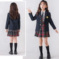 入学式 スーツ 子供 セーラー服　チェックスカート キッズ 卒業式　5点セット 女子学生制服 上下セット フォーマル スクールシkidssuit-004
